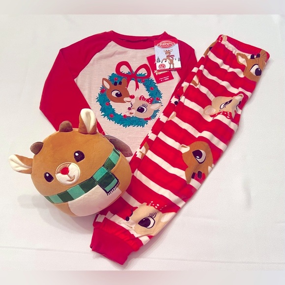 Rudolph the Red-Nose Reindeer Pajamas & Squishmallow Set – Size 4 🎄🦌❄️ - Picture 1 of 9